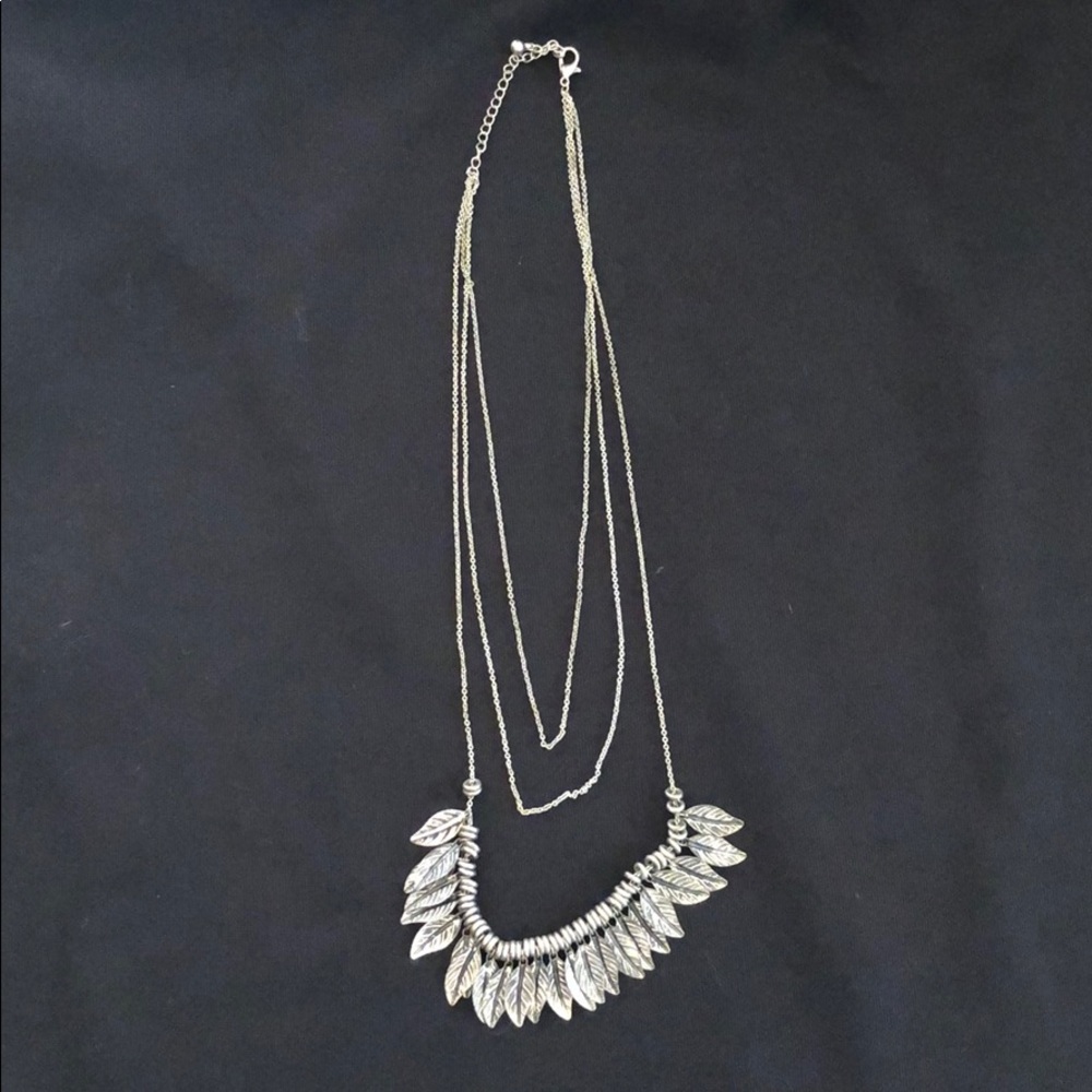F21 Silver Leaf Necklace